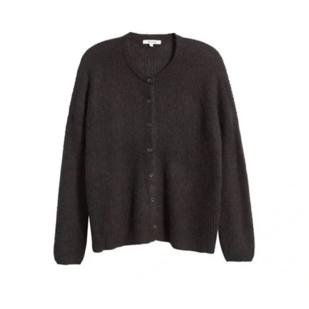 Madewell Bellaire Alpaca Blend Cardigan Sweater Quiet Luxury in True Black M